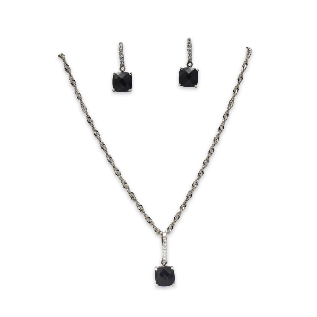 Square Black Onyx Pendant Set