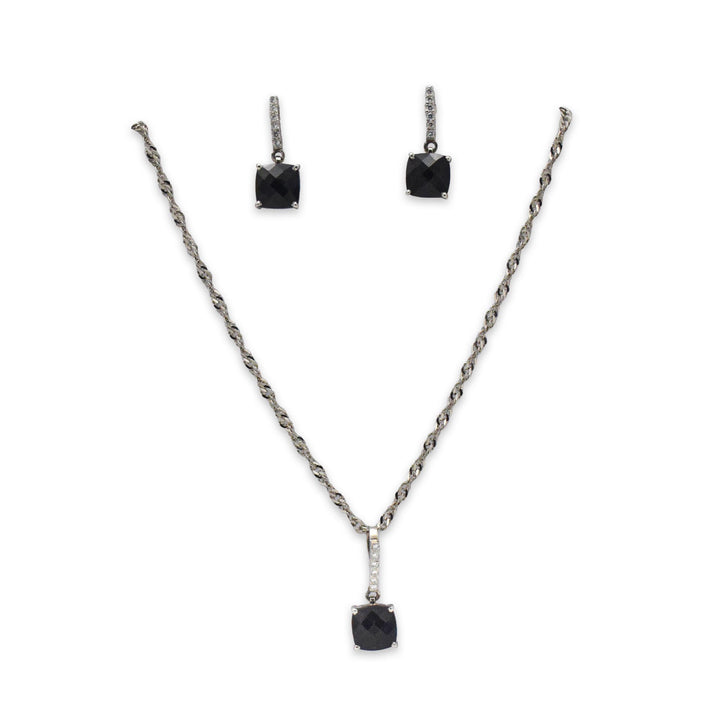 Square Black Onyx Pendant Set