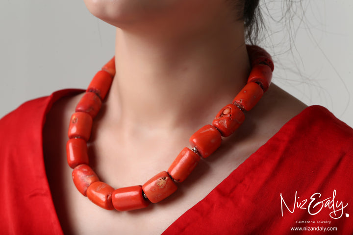 Natural Barrel  Shaped Sea Coral Necklace