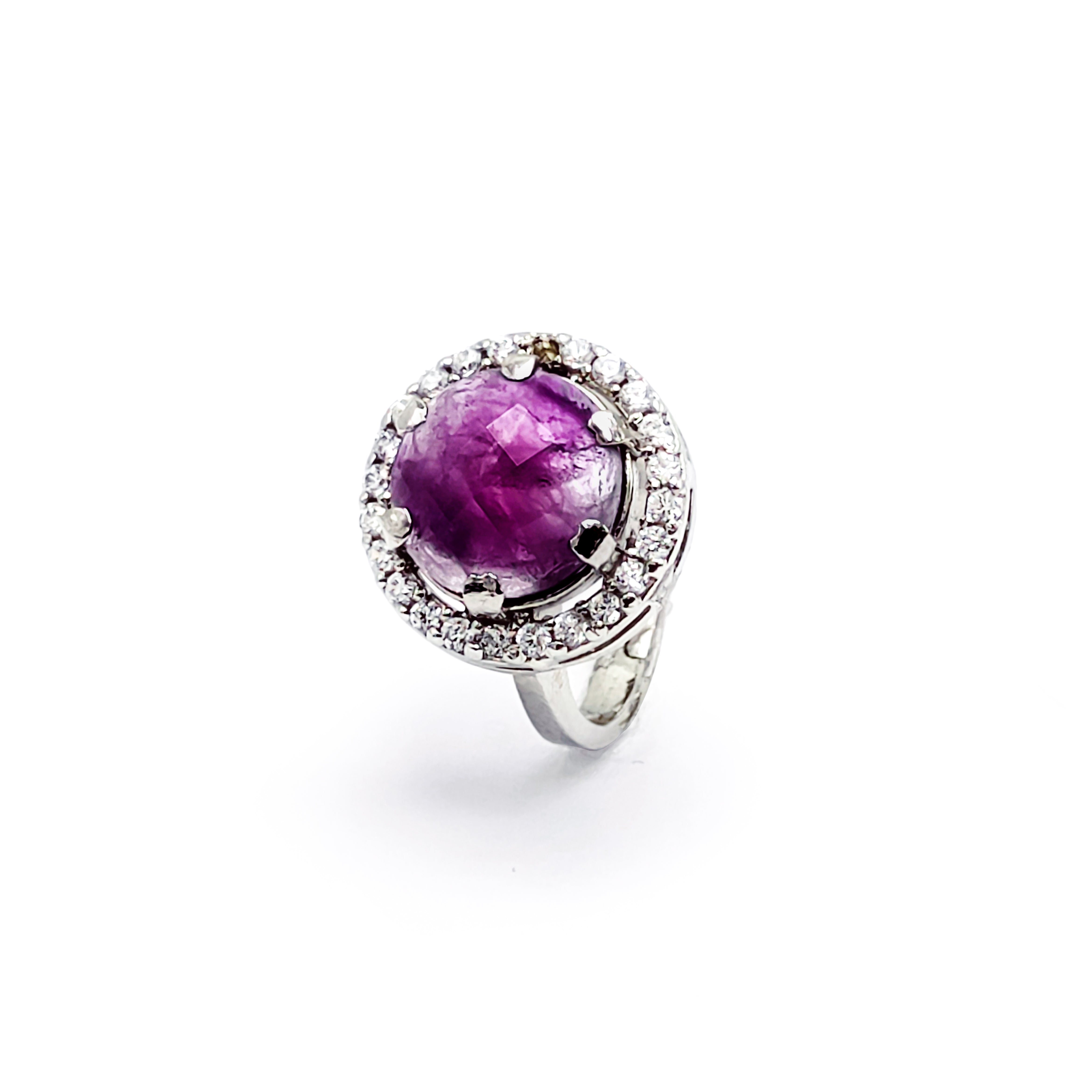 Amethyst and cubic hot sale zirconia ring