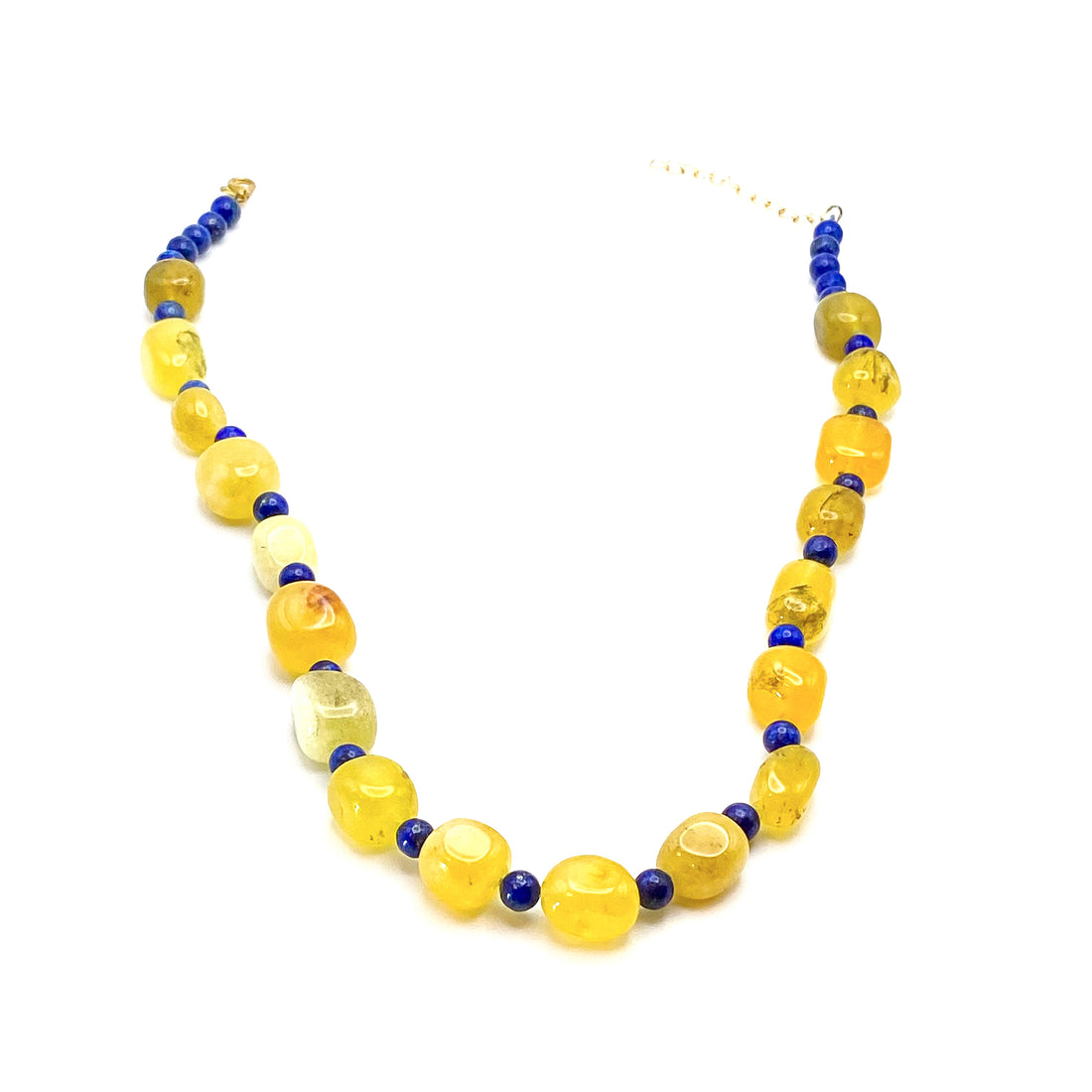 Yellow Agate and Blue Lapiz Necklace