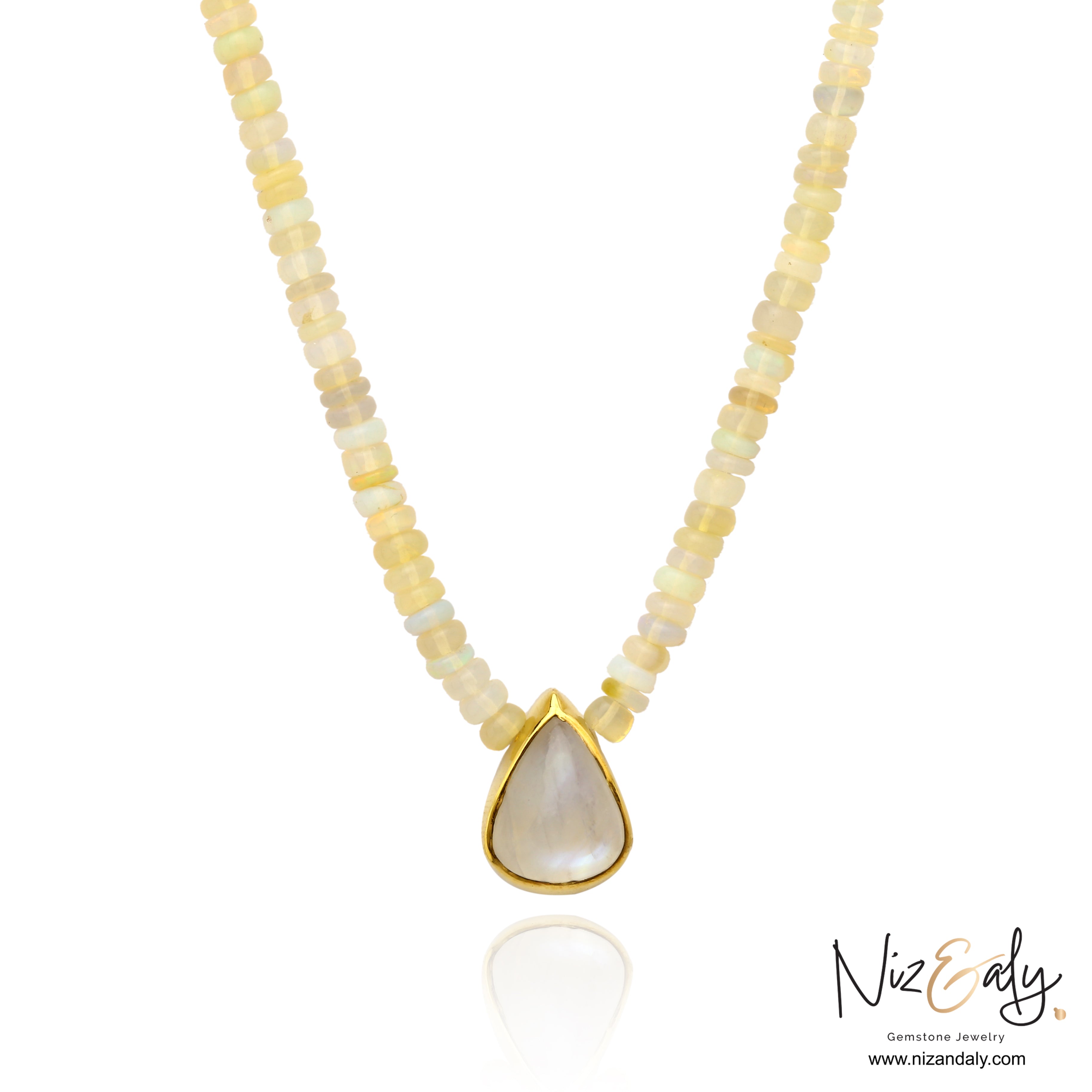 Celestial Whisper- Rainbow Moonstone and Fire Opal Necklace