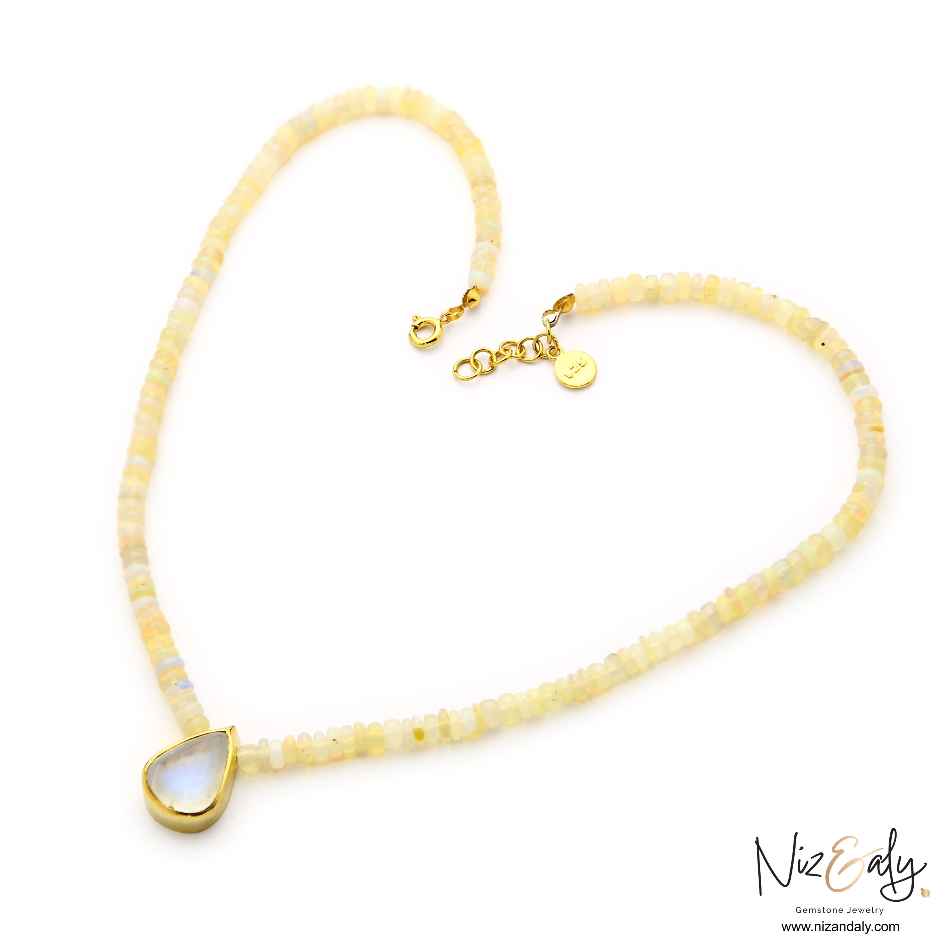 Celestial Whisper- Rainbow Moonstone and Fire Opal Necklace