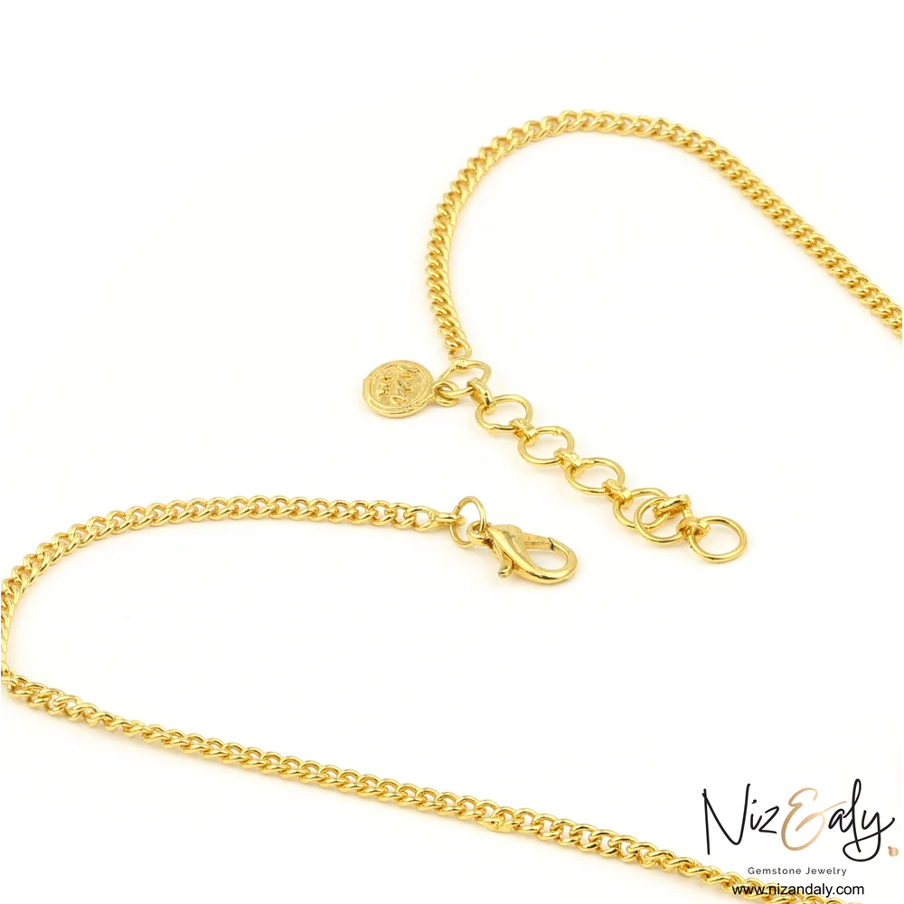 Gold Plated TearDrop shaped  Clear Quartz Pendant Set with Bracelet -Golden Cascade