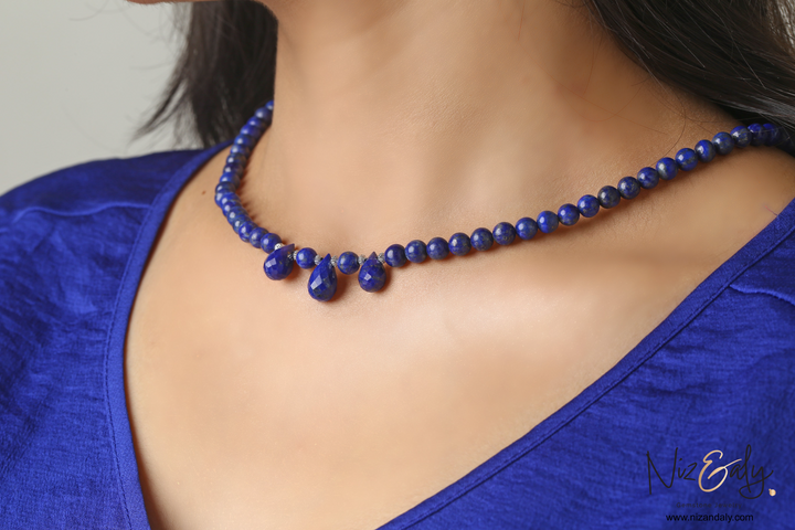 Natural Lapis Lazuli Necklace — Deep Blue Gemstone-Voice of Stars
