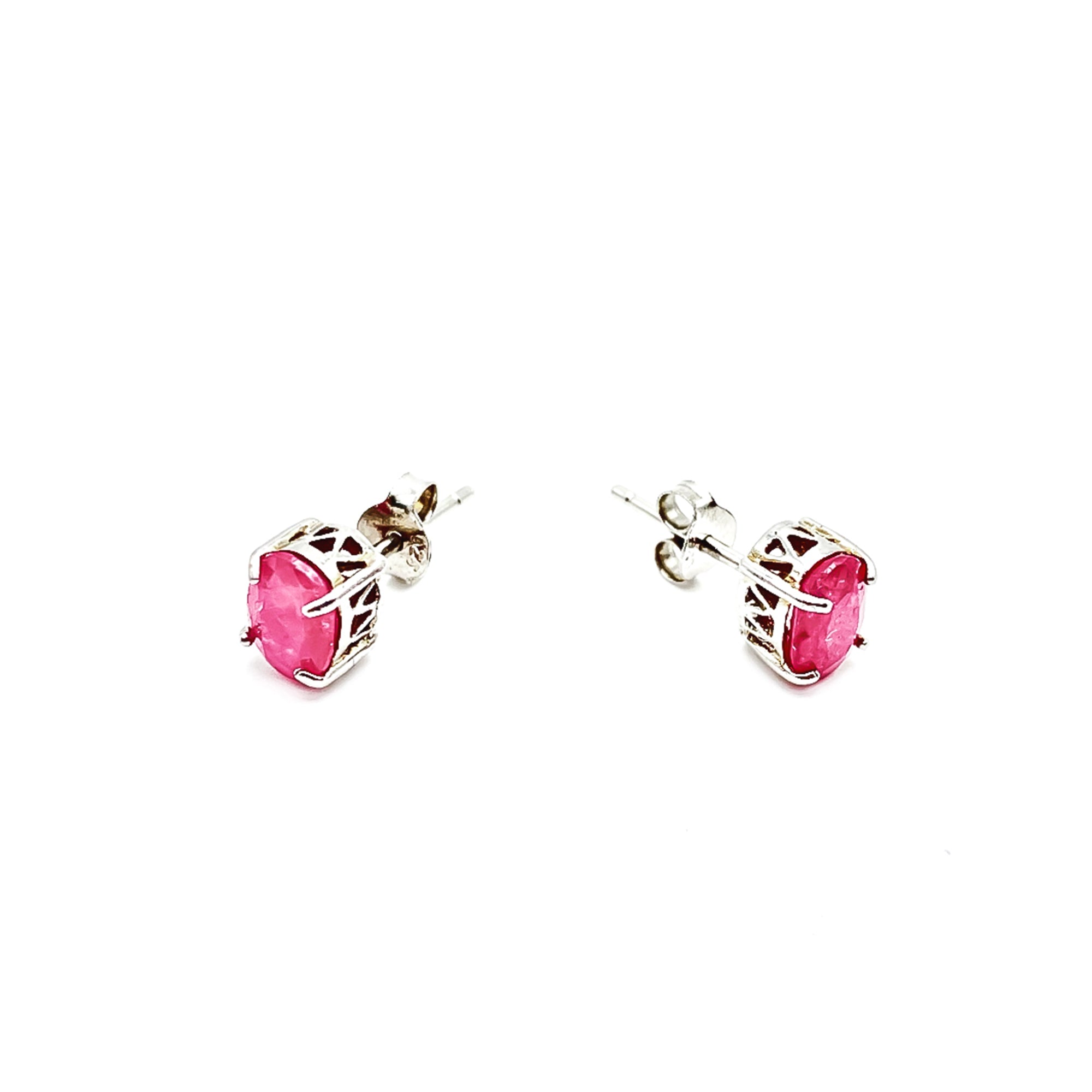 Oval Cut Ruby Stud Earrings