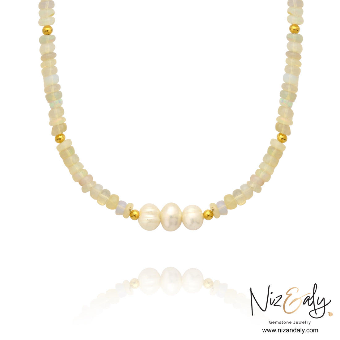 Lunar Grace- Opal and Pearl Necklace