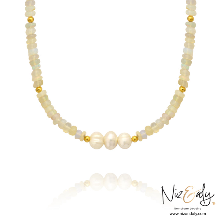 Lunar Grace- Opal and Pearl Necklace