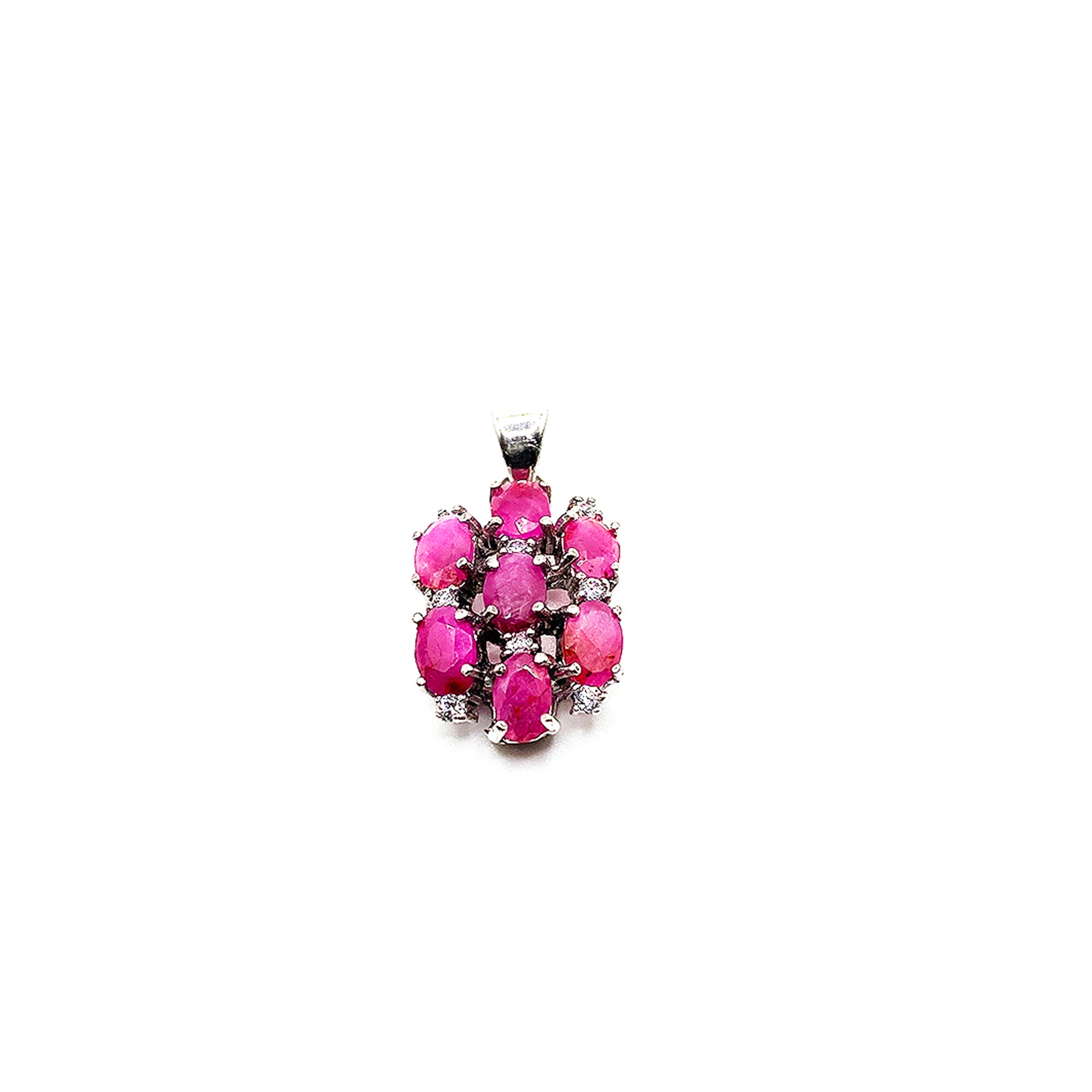Lucky 7 High Quality Rubies in Cluster Pendant