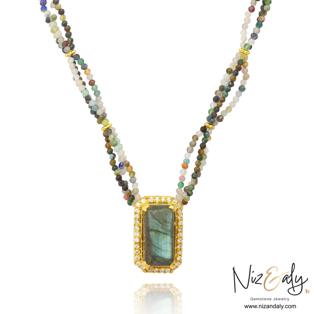 Labradorite Solitaire Pendant Necklace — Flashing Fire Gemstone