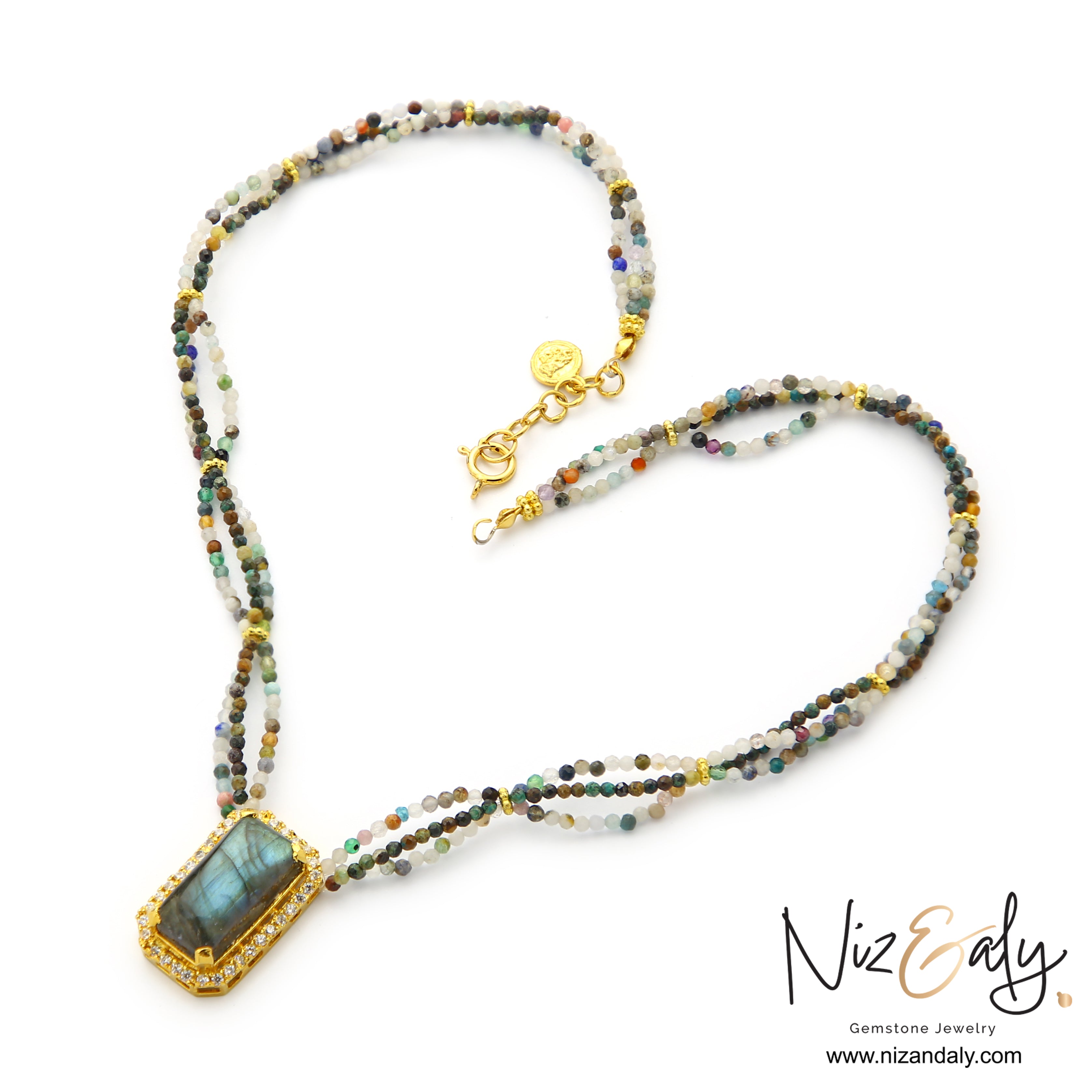 Labradorite Solitaire Pendant Necklace — Flashing Fire Gemstone