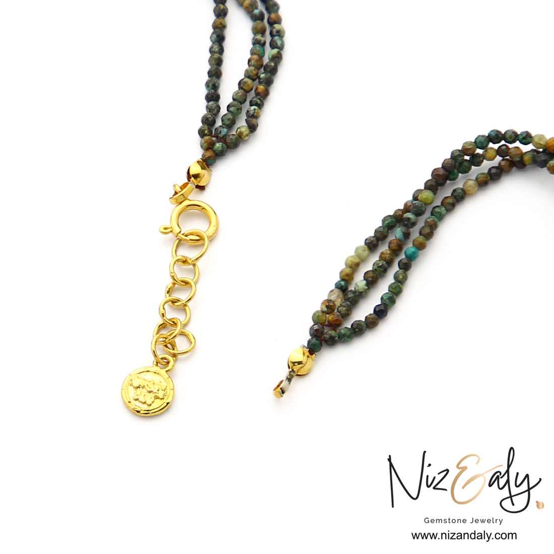 Turquoise Mirage -Labradorite Pendant and Micro-Beaded African Turquoise Strands