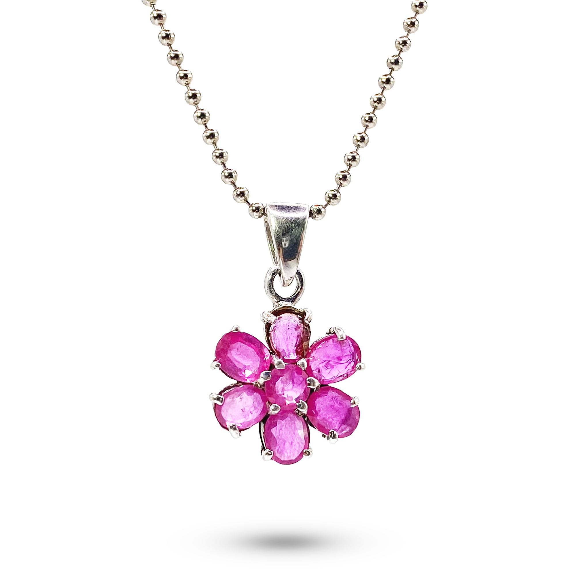 Ruby Flower Pendant (7 rubies)