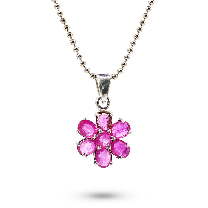 Ruby Flower Pendant (7 rubies)