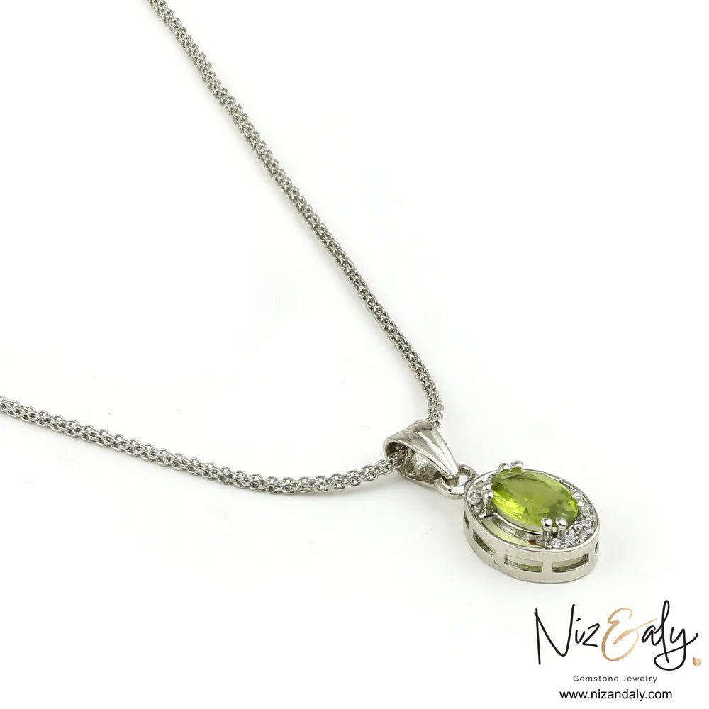 Oval AZ Peridot Pendant Set- Sage Dawn