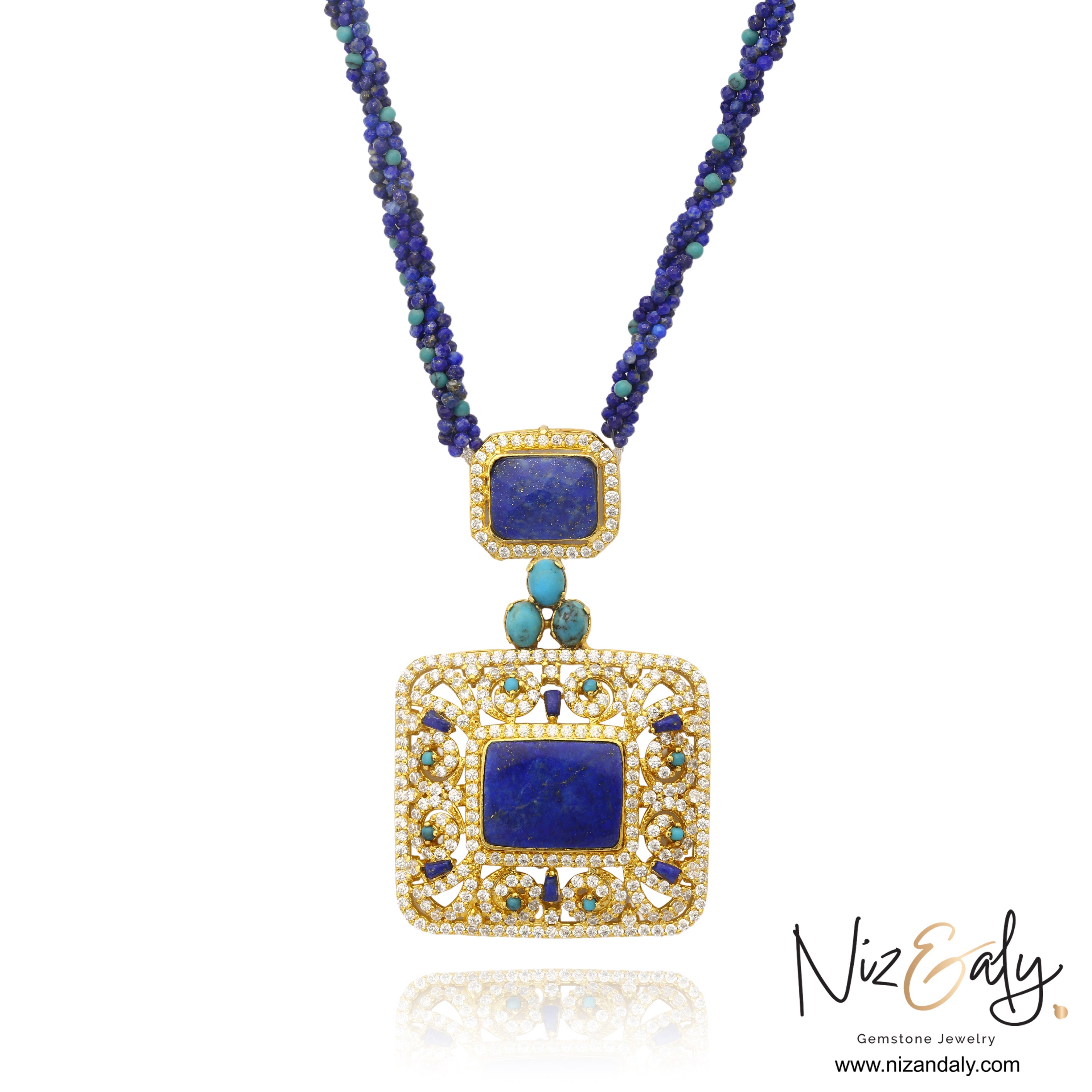 Lapis and Turquoise Statement Necklace- Blue Monarch