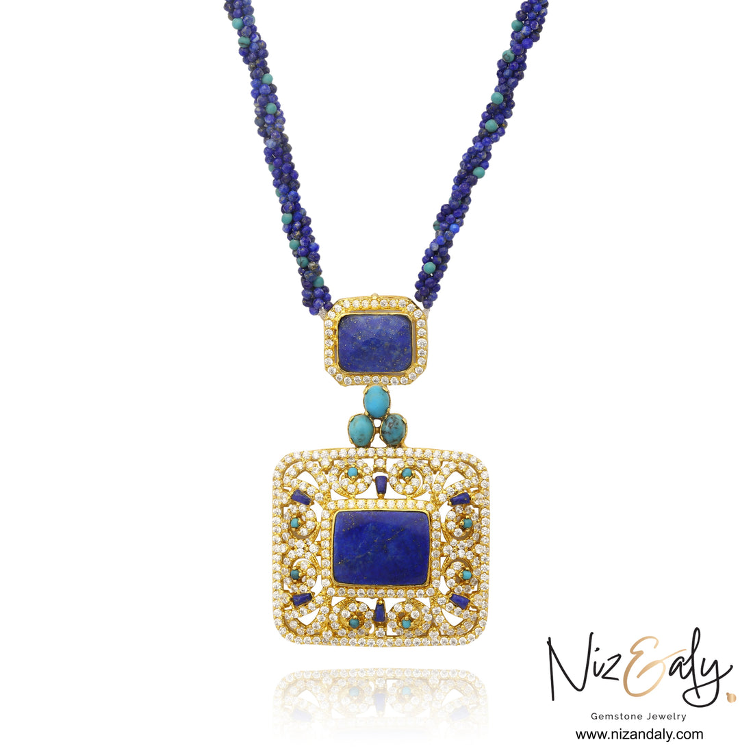 Lapis and Turquoise Statement Necklace- Blue Monarch