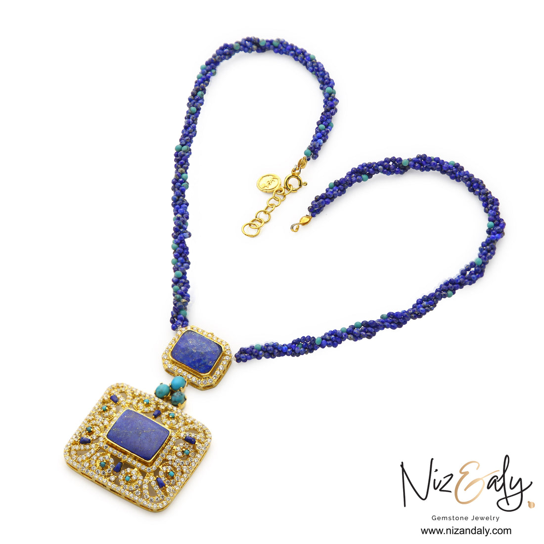 Lapis and Turquoise Statement Necklace- Blue Monarch
