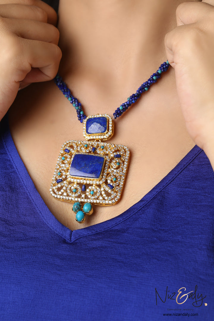 Blue Monarch Lapis and Turquoise Statement Necklace