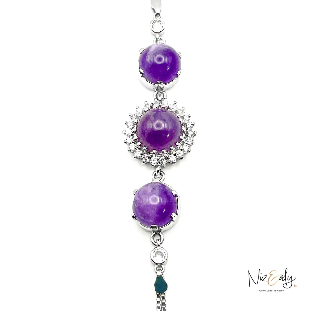 Triple Amethyst Bracelet – Purple Healing Crystal Beaded Jewelry