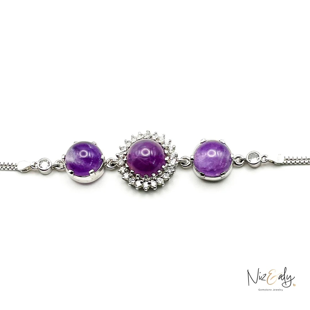 Triple Amethyst Bracelet – Purple Healing Crystal Beaded Jewelry