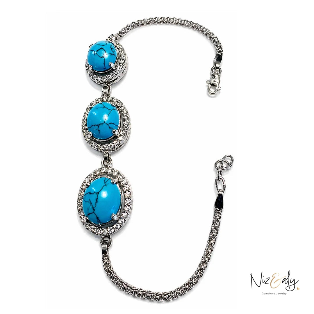 Turquoise Blue Howlite Bracelet – Blue Healing Crystal Beaded Jewelry