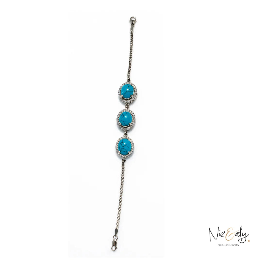 Turquoise Blue Howlite Bracelet – Blue Healing Crystal Beaded Jewelry