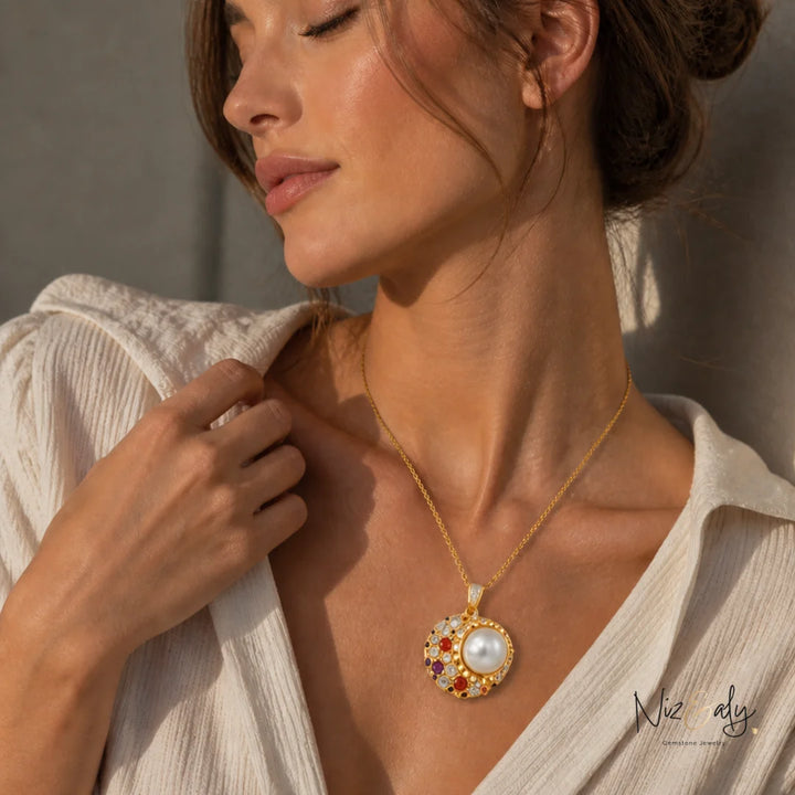Celestial Embrace - Mabe Pearl Pendant Necklace