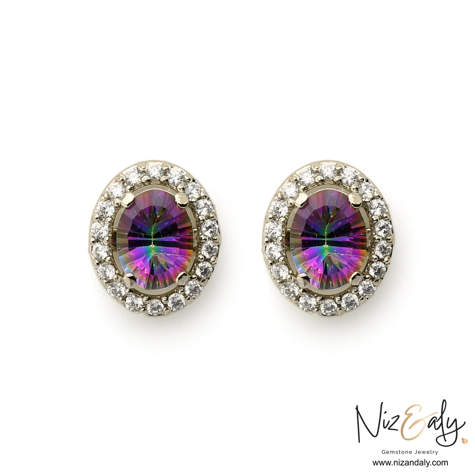 Myst Lilac -Lilac Kunzite Halo Stud Earrings