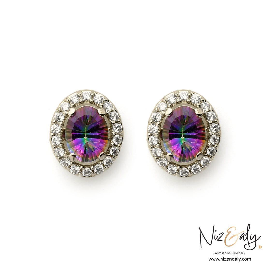 Myst Lilac -Lilac Kunzite Halo Stud Earrings