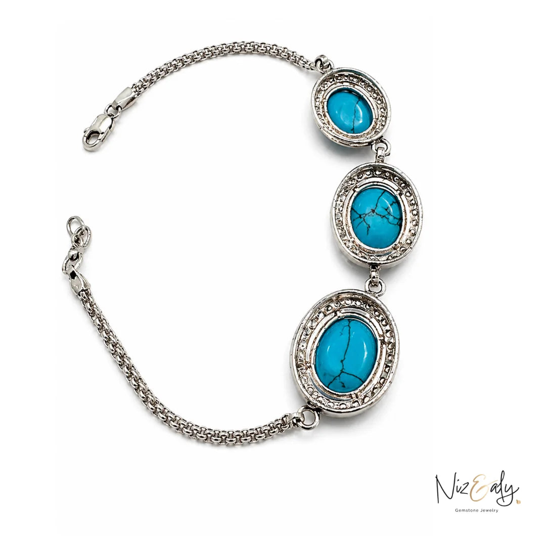 Turquoise Blue Howlite Bracelet – Blue Healing Crystal Beaded Jewelry