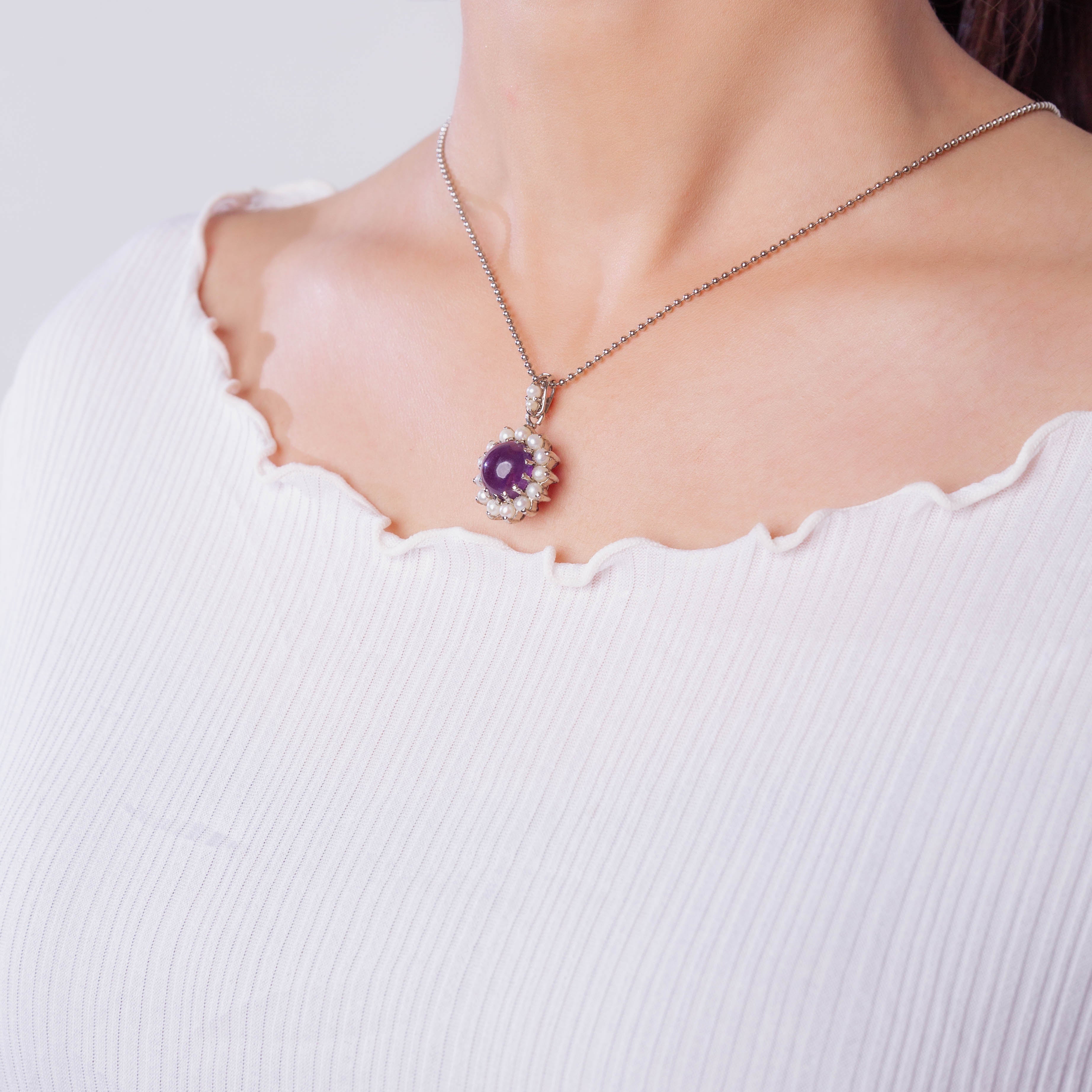 Amethyst in Fresh Water Pearls.
