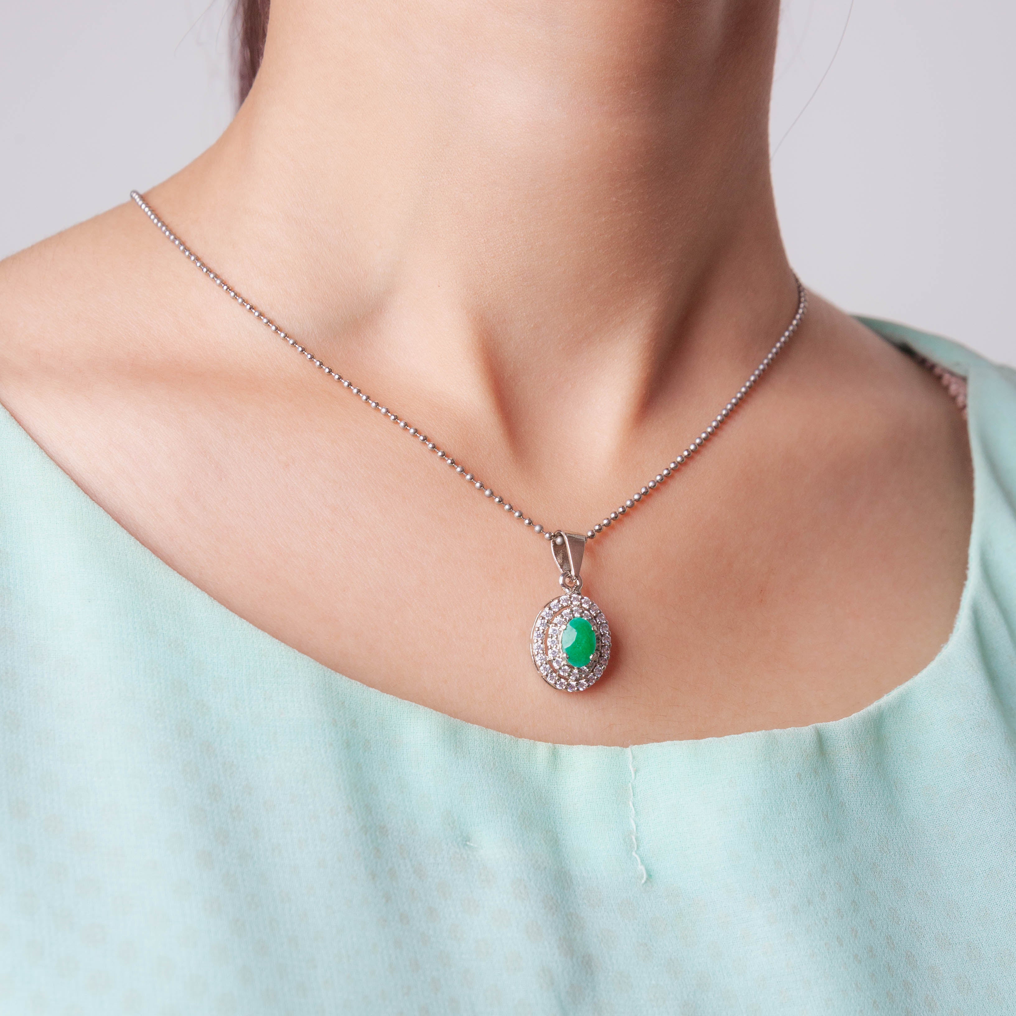 Round Jade and cubic zirconia set