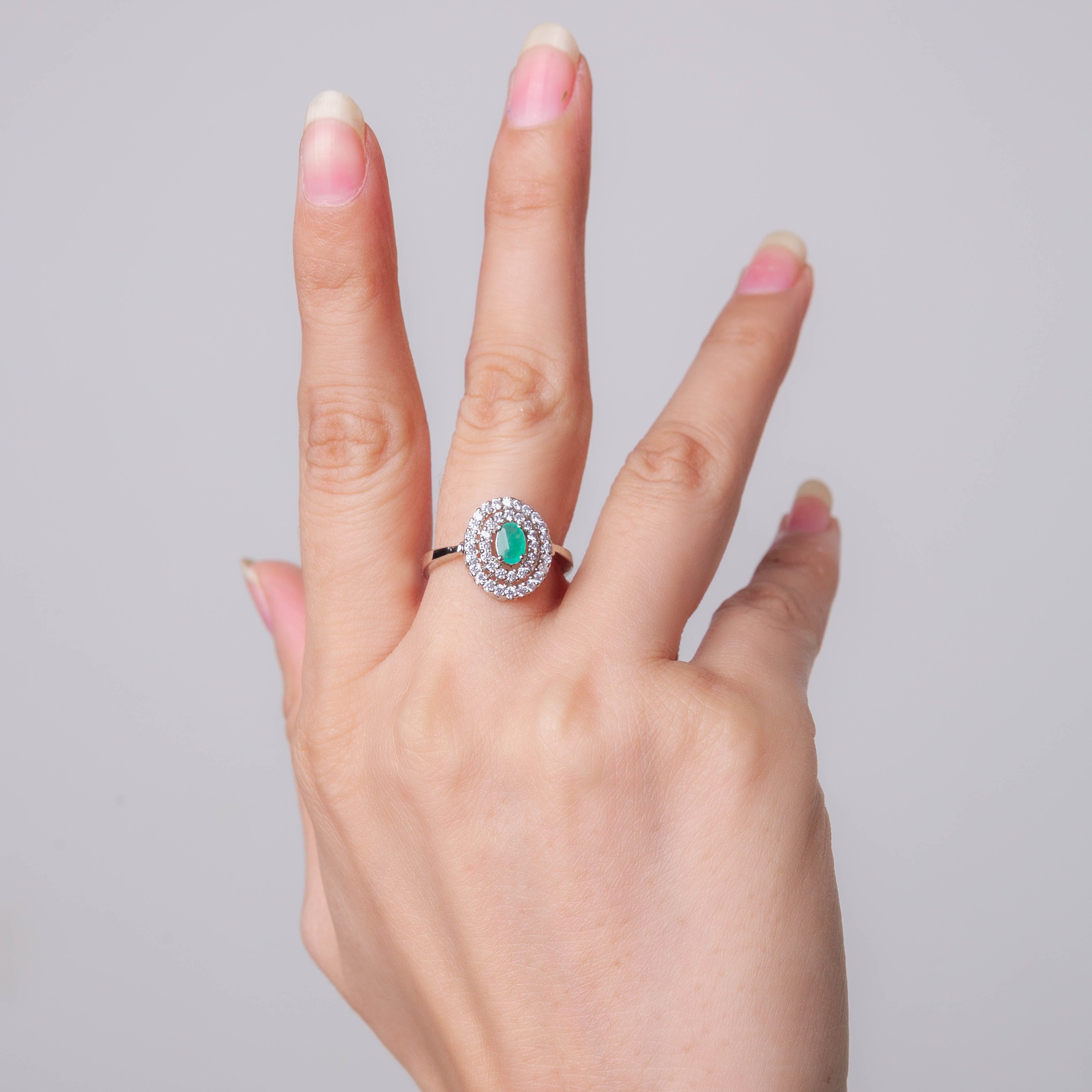 Round Jade and cubic zirconia set