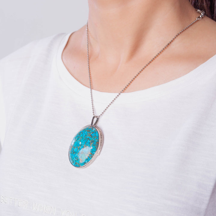 Pyrite in Turquoise Pendant Necklace