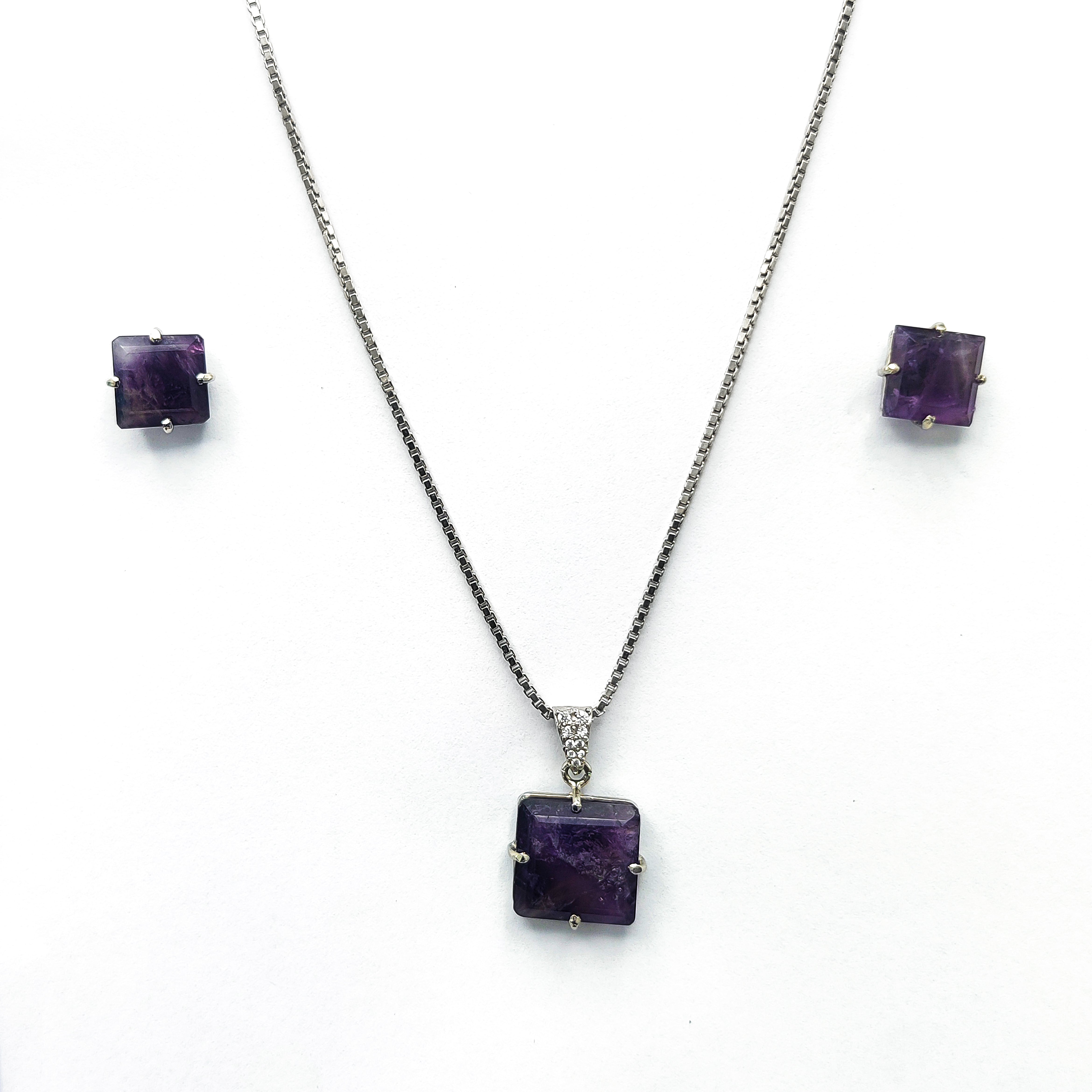 Amethyst Square locket set