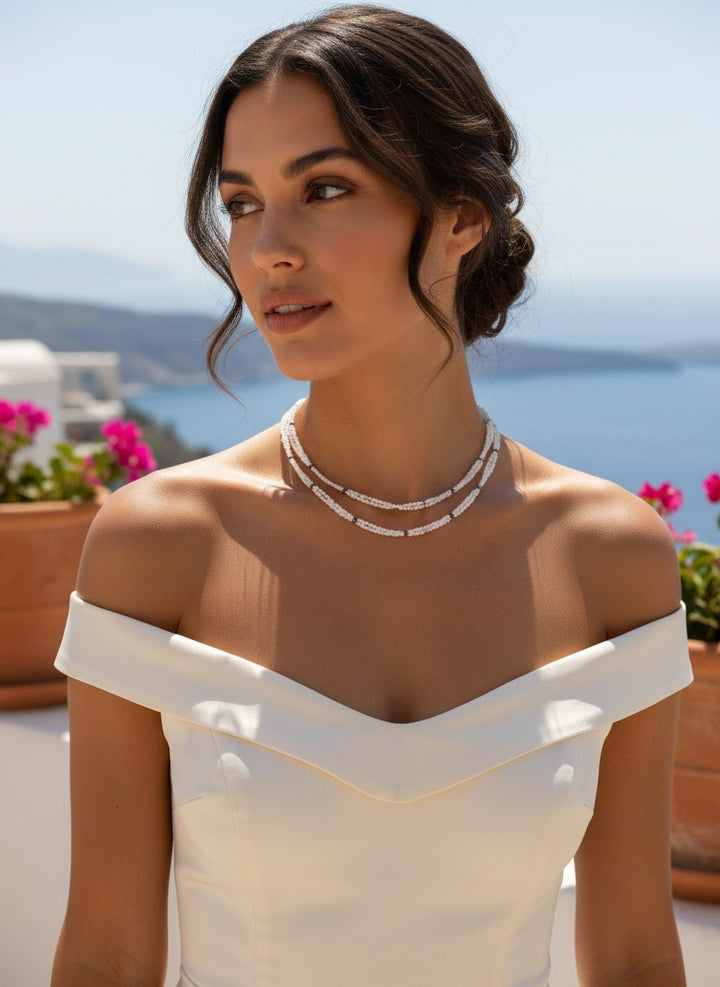 Dainty Double Milky Quartz String Necklace