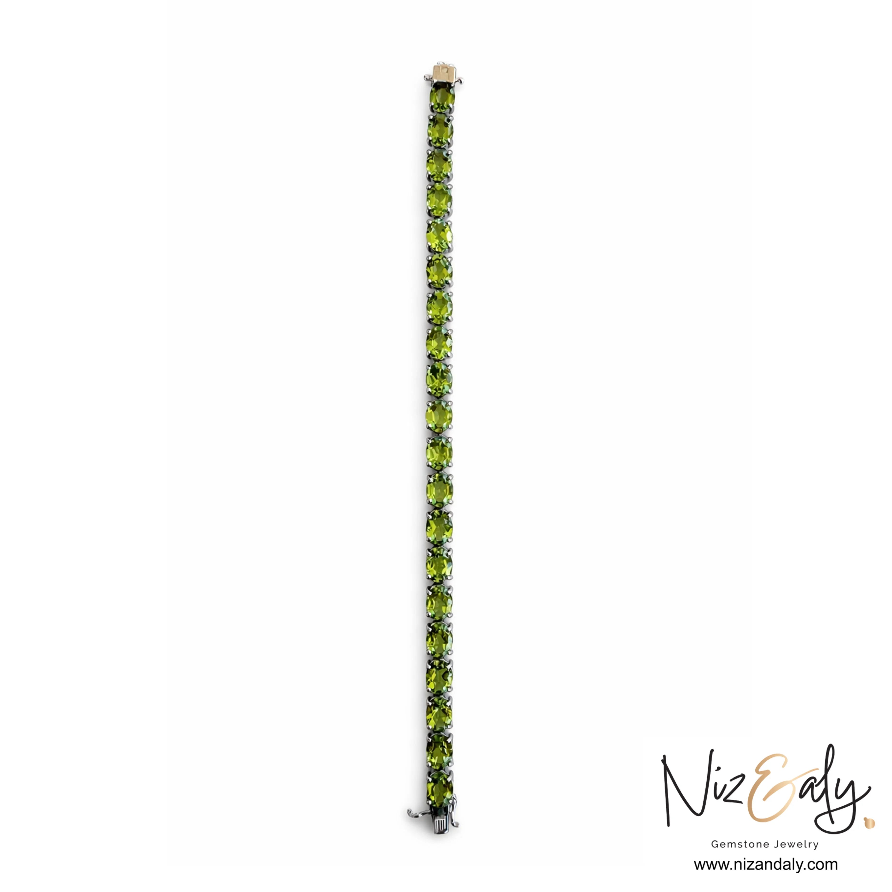 August birthstone bracelet with natural green peridot stones