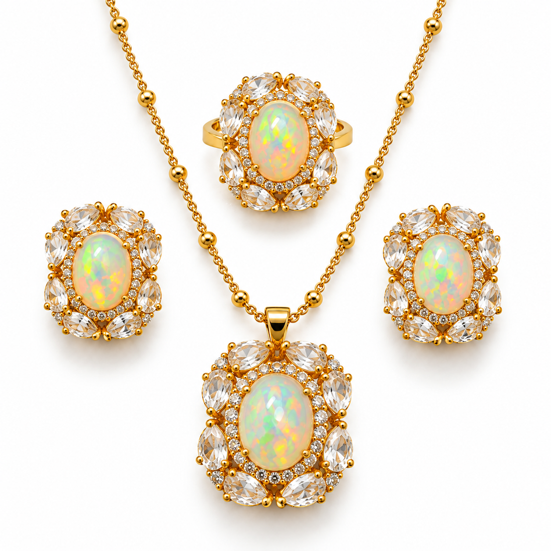 Center Opal and Clear Quartz
