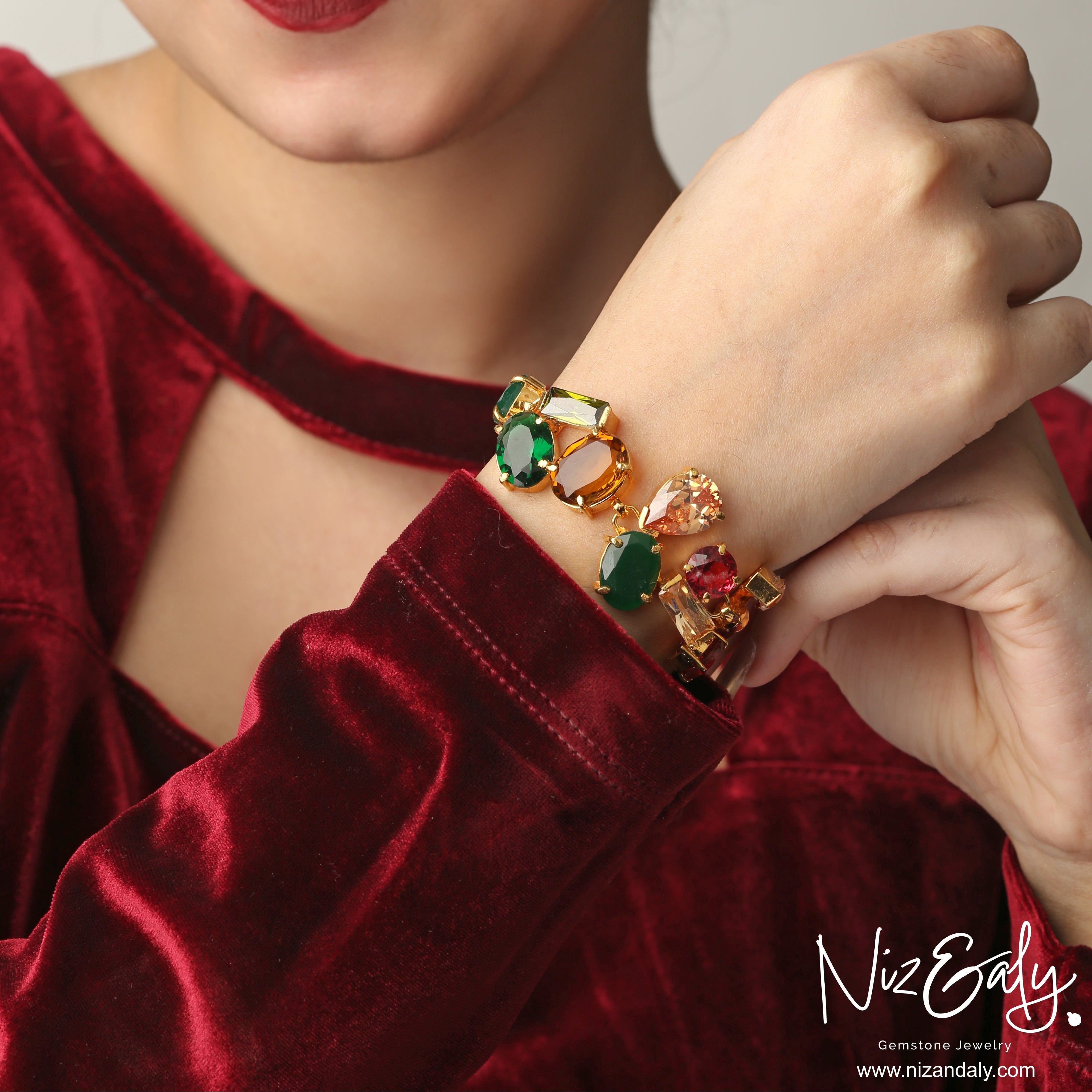 Colorful cubic zirconia bracelet handmade for women