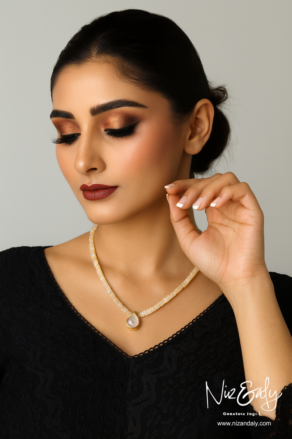 Celestial Whisper- Rainbow Moonstone and Fire Opal Necklace