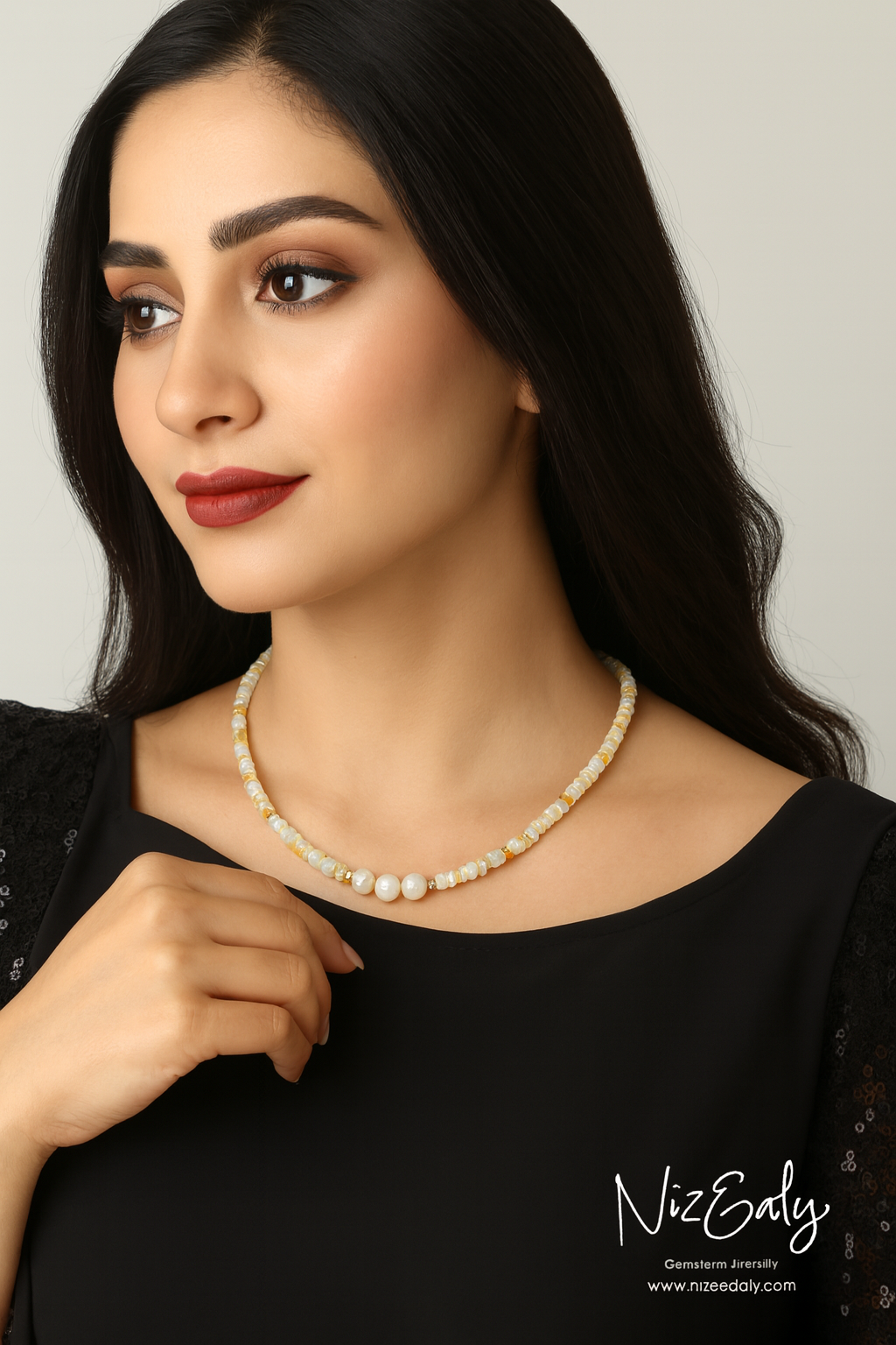 Lunar Grace- Opal and Pearl Necklace