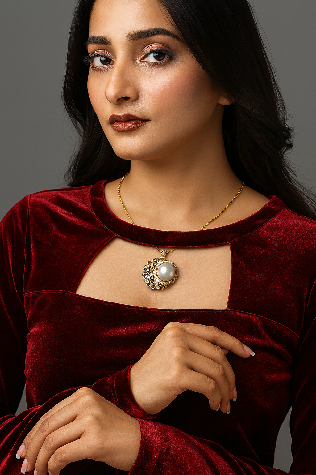 Celestial Embrace - Mabe Pearl Pendant Necklace