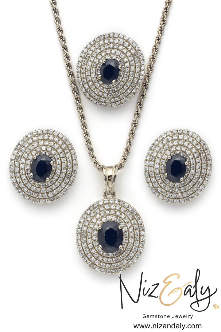 Natural Blue Sapphire Pendant Set – Celestial Sapphire Set