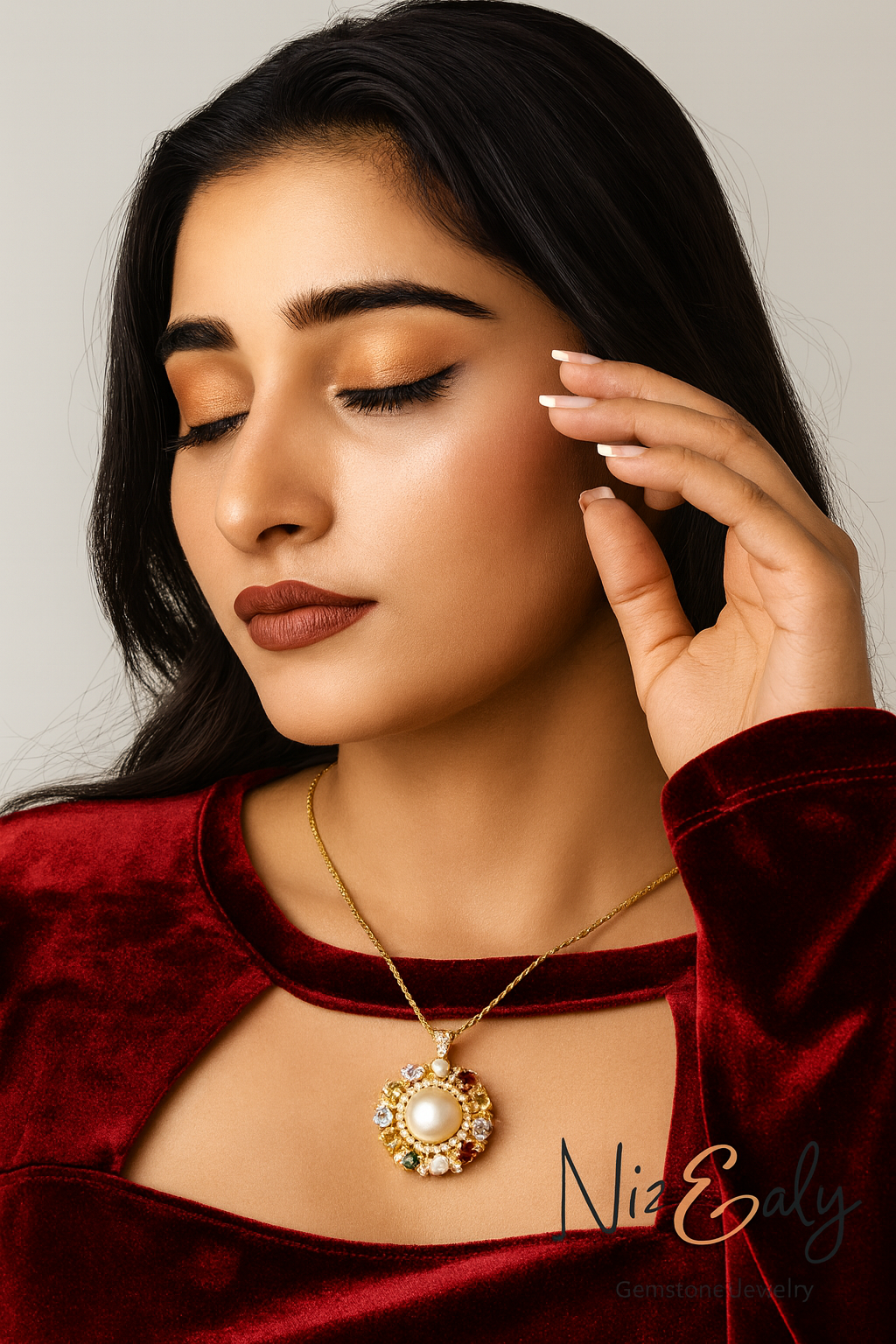 Celestial Tapestry - Mabe Pearl Pendant Necklace