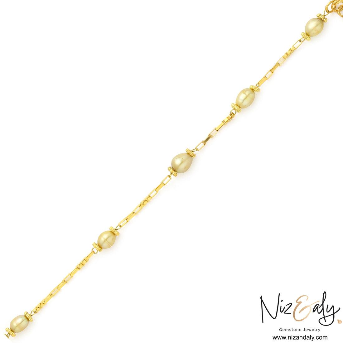 Freshwater pearl bracelet with gold-plated sterling silver chain