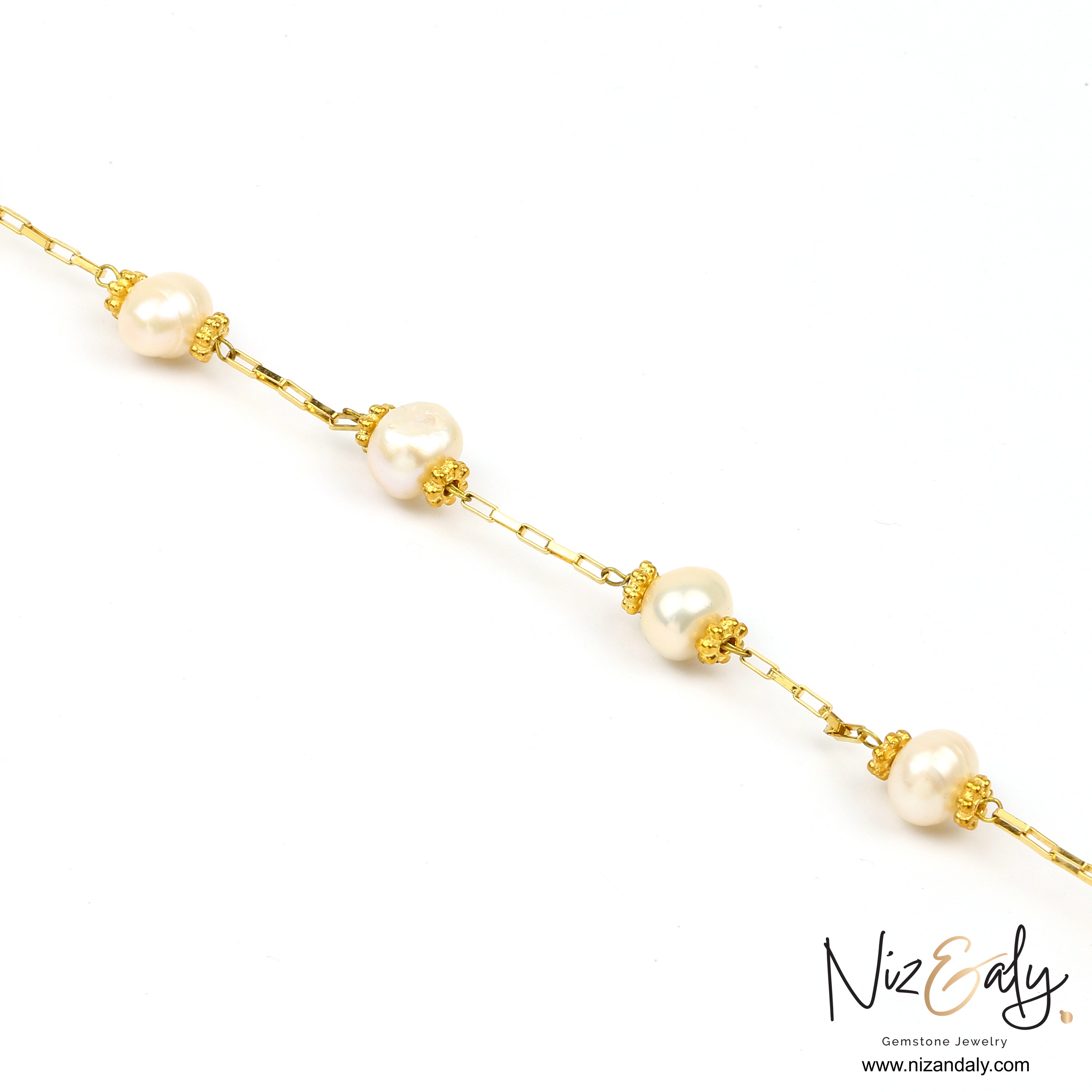 Handmade pearl bracelet with 7mm freshwater pearls