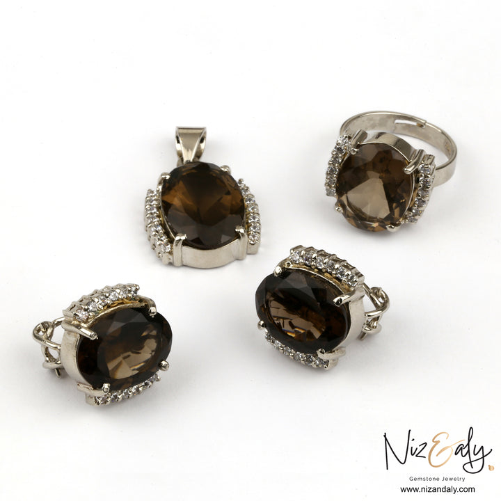 Seductive Smoky Quartz Pendant Set