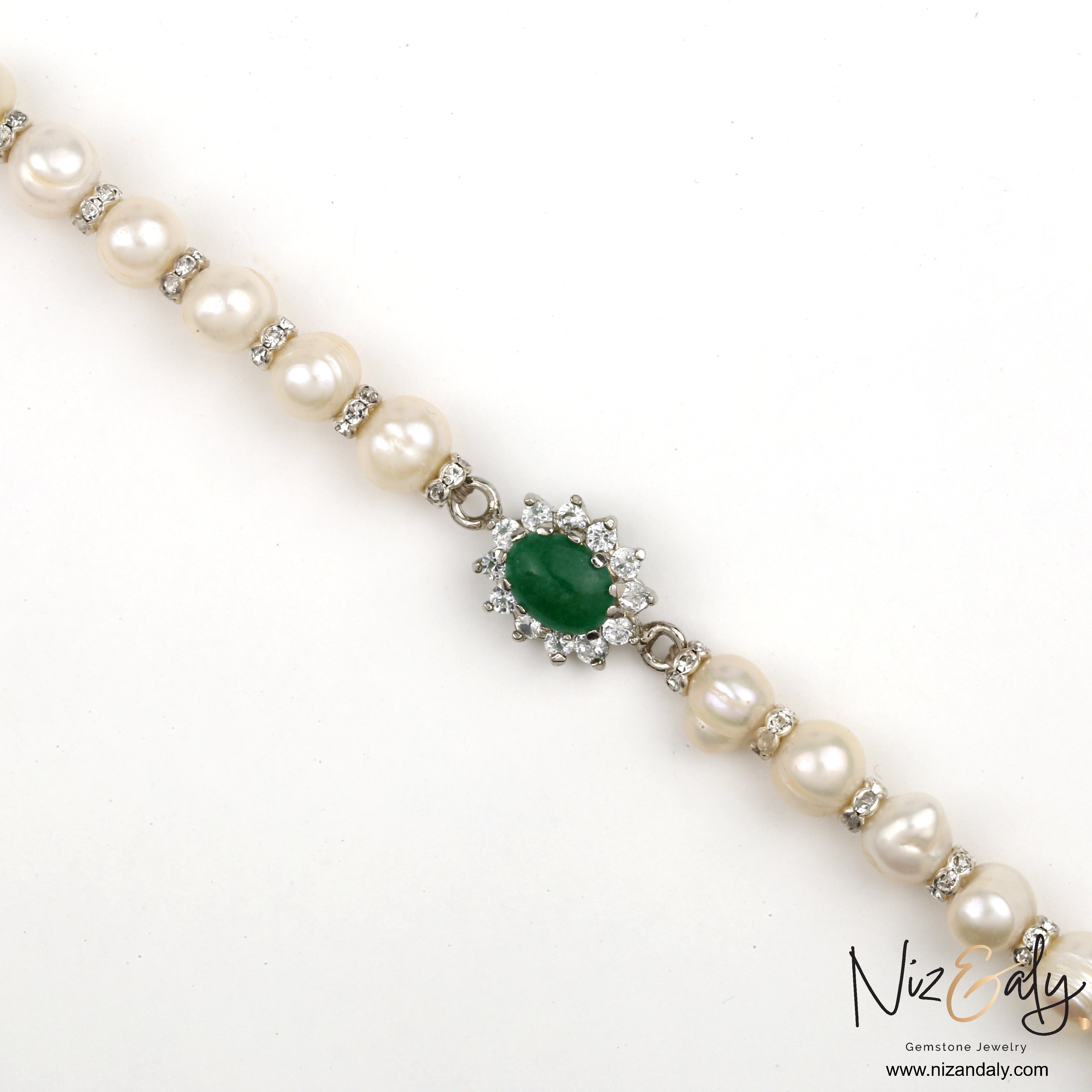 Green Jade and Fresh Water Pearl Bracelet