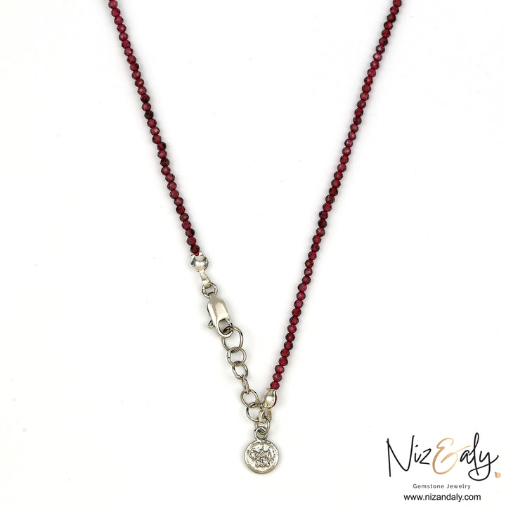 Dainty Faceted Almandine Garnet String Necklace